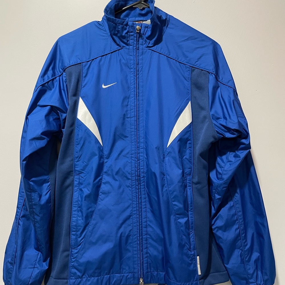 Nike Blue and White Windbreaker with Sporty Design